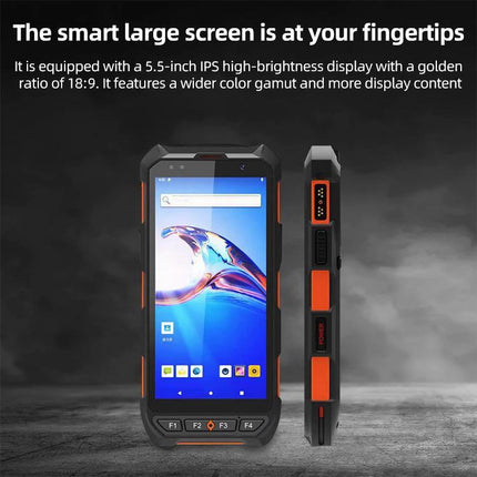 Handheld Industrial Barcode and RFID Scanner for Data Collection with 5.5-inch rugged high-brightness screen and octa-core performance
