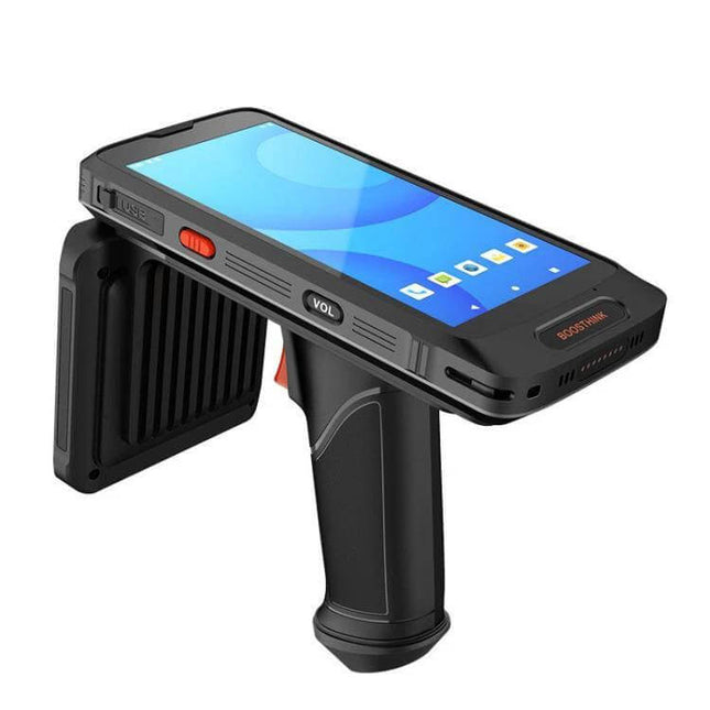 Durable Handheld UHF RFID Scanner for Inventory Management - rugged pistol-grip reader with touchscreen, long-range UHF 902-928/865-868MHz scanning