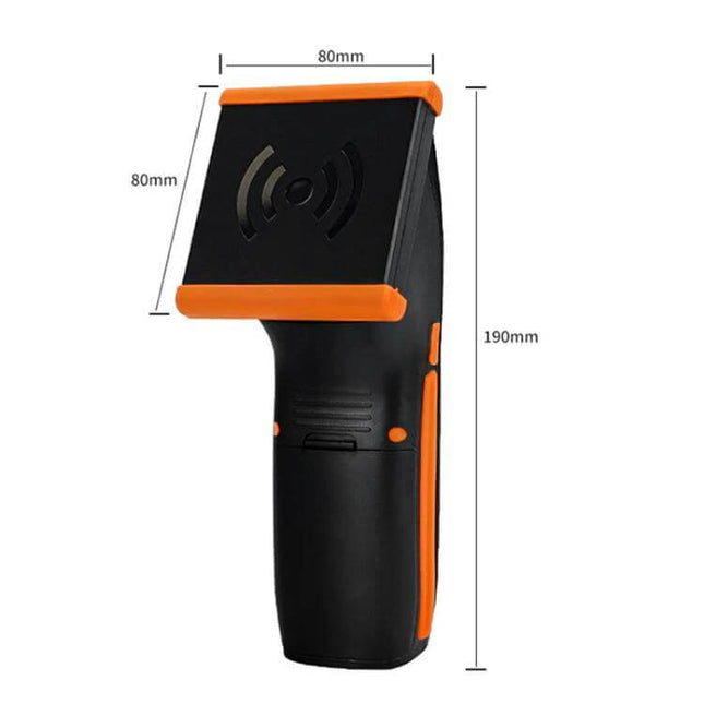 Bluetooth Enabled Handheld RFID Reader for Inventory Tracking handheld scanner with Bluetooth for warehouse inventory, black and orange, 190mm