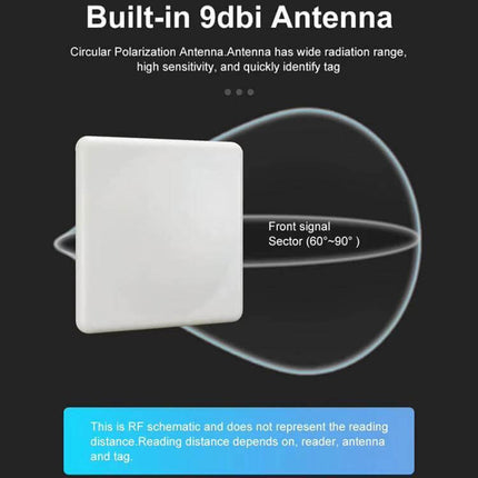 UHF RFID Long Range Reader for Inventory and Asset Tracking with built-in 9dBi antenna and Impinj E710 chip for high-volume warehouse scanning