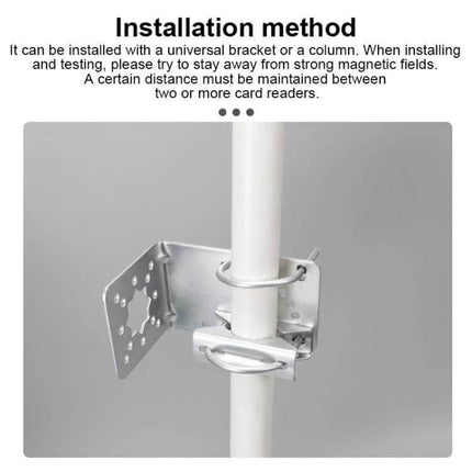 UHF RFID Long Range Integrated Reader for Tag Tracking Applications mounted with universal bracket on a pole for warehouse installation