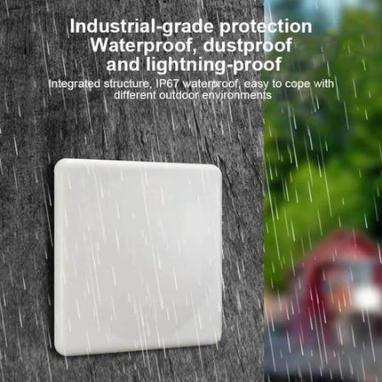 UHF RFID Long Range Integrated Reader with 4G Network for Asset Tracking mounted outdoors showing waterproof, dustproof protection in rain