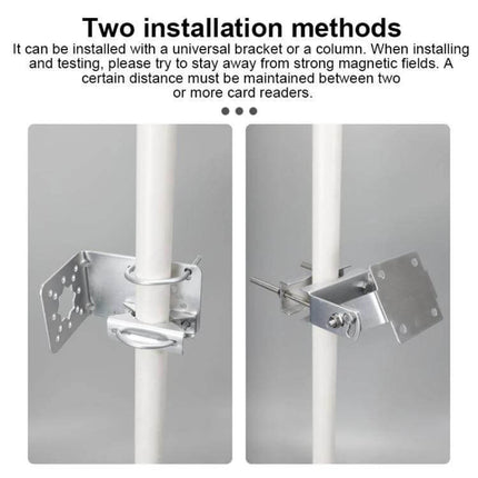 Integrated UHF RFID Reader for Identification up to 5 Meters with WiFi mounted on pole using two installation methods with universal bracket