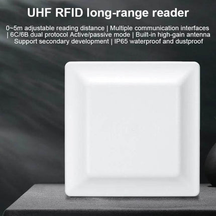 Integrated UHF RFID Reader for Identification up to 5 Meters with WiFi wall-mounted white square reader for warehouse and access control