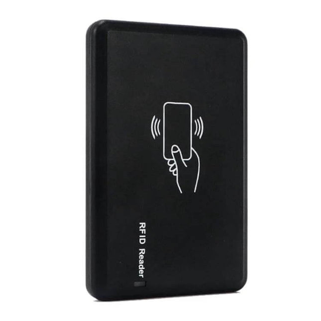 RFID Desktop Reader and Writer for Electronic Tag Management - compact black desktop RFID reader for inventory and asset tracking