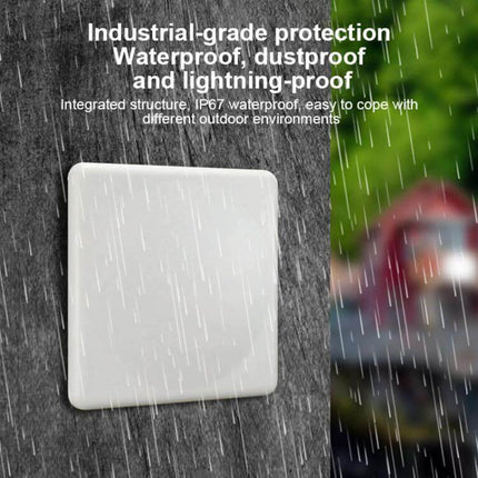Industrial UHF RFID Long Range Reader with WiFi Communication mounted outdoors in rain showing waterproof, dustproof protection