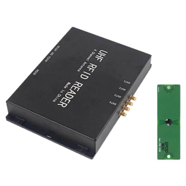 4-Channel UHF RFID Reader for Electric Power Temperature Monitoring - black industrial UHF RFID reader device with antenna ports for real-time temperature tracking
