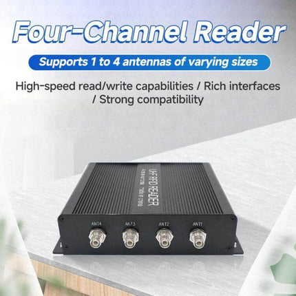 RFID Reader for Industrial Access Control and Inventory Management four-channel industrial reader supporting up to 20m range and 1-4 antennas