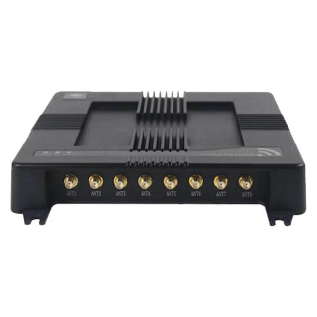 Fixed 8-Channel RFID Reader for Warehouse Inventory Management - black unit with eight antenna ports and heatsink