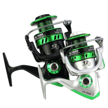 YUMOSHI Gl Series Spinning Reels For Freshwater Fishing Silver compact silver full-metal spinning reel with interchangeable folding arm