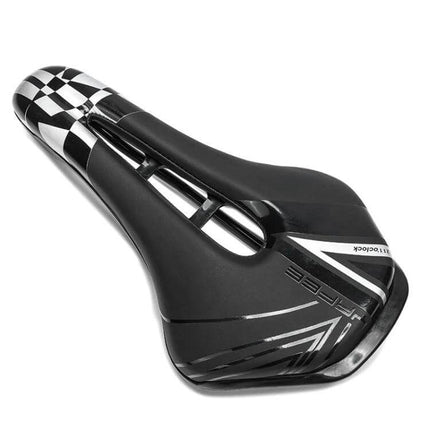 Yafee Bicycle Seat Saddle, Wide Cushion for Mountain and Road Bikes - black hollow PU leather racing design, 26x15cm, 340g
