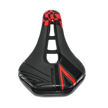 Yafee Bicycle Seat Saddle, Wide Cushion for Mountain and Road Bikes - black red hollow ergonomic PU leather foam saddle