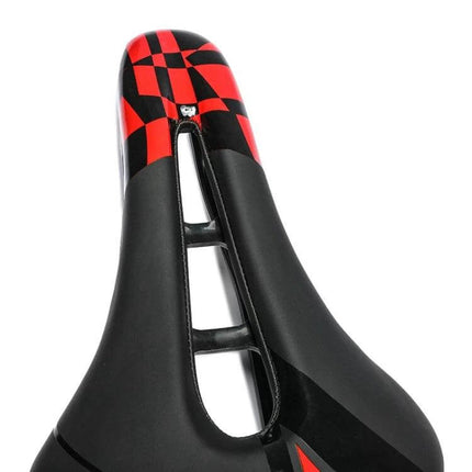 Yafee Bicycle Seat Saddle, Wide Cushion for Mountain and Road Bikes - black red hollow ergonomic PU leather comfort