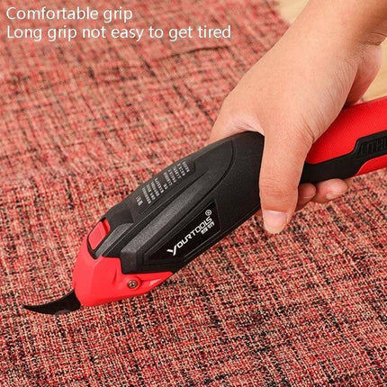 YOURTOOLS Electric Scissors For Clothing, Leather And Carpet Gray cutting carpet with comfortable grip and detachable cutter head