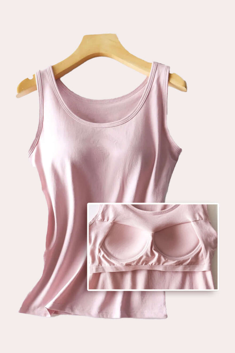 Sleeveless Round Neck Tank with Built-in Bra