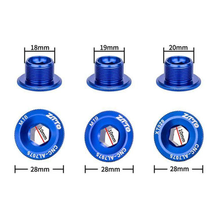 ZTTO Aluminum Crank Cover Screws For Mountain Bike M18 Black - blue aluminum M18/M19/M20 crank cover screws set, 10mm hex, 28mm flange, corrosion-resistant