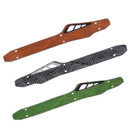 ZTTO Mountain Bike Chain Guard 2-Pack For Road And Mountain - three patterned PP chainstay protectors in orange black green