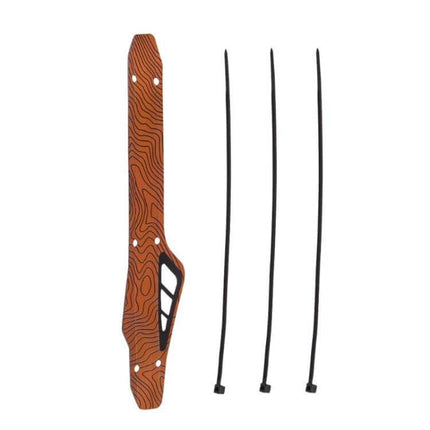 ZTTO Mountain Bike Chain Guard 2-Pack For Road And Mountain orange topographic chainstay guard with three black zip ties