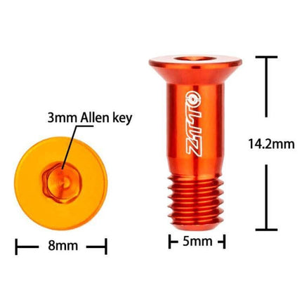 ZTTO Rear Derailleur Guide Wheel Screws 2-Pack For Road And Mountain Bikes - anodized M5 x 14.2mm aluminum alloy screw with 3mm Allen head