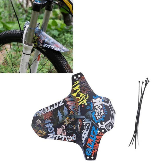 ZTTO Bicycle Fenders For Mountain Road Bikes, Short Style - colorful short PP mudguard with zip ties for mixed-terrain bike protection