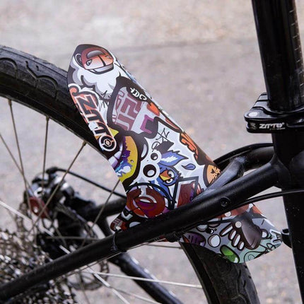 ZTTO Bicycle Mudguards, Durable PP Fenders for Mountain and Road Bikes - colorful sticker-style rear bike mudguard protecting chainstay and wheel from mud