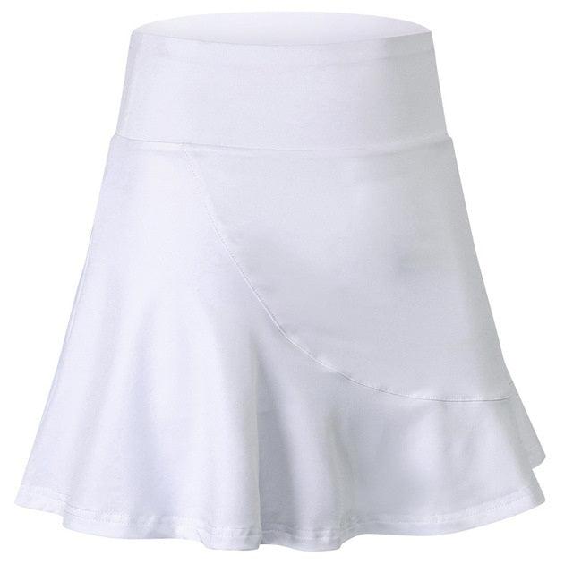 High-Waisted Quick-Dry Athletic Skirt with Built-In Mini-Socks for Women White S