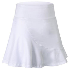 High-Waisted Quick-Dry Athletic Skirt with Built-In Mini-Socks for Women White XL