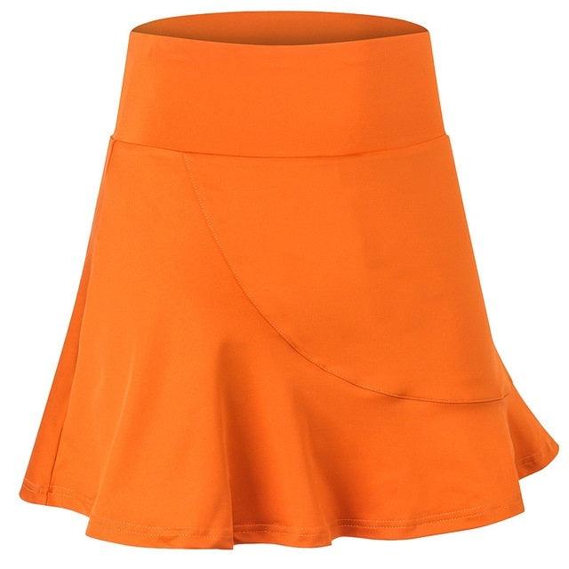 High-Waisted Quick-Dry Athletic Skirt with Built-In Mini-Socks for Women Orange S