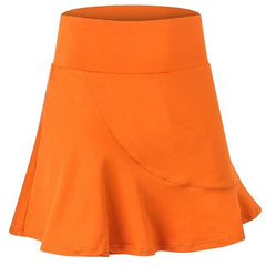 High-Waisted Quick-Dry Athletic Skirt with Built-In Mini-Socks for Women Orange M