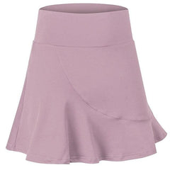 High-Waisted Quick-Dry Athletic Skirt with Built-In Mini-Socks for Women Fog Pink S