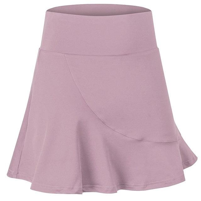 High-Waisted Quick-Dry Athletic Skirt with Built-In Mini-Socks for Women Fog Pink M