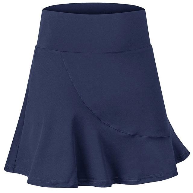 High-Waisted Quick-Dry Athletic Skirt with Built-In Mini-Socks for Women Navy Blue S