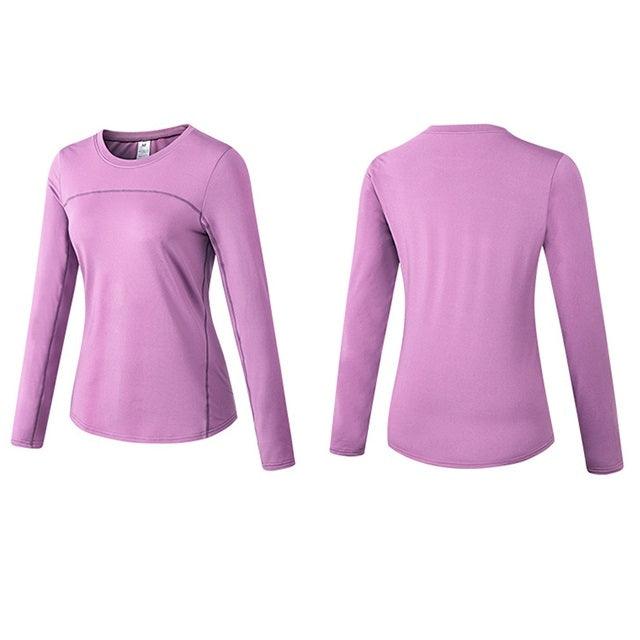 Velvet-Lined Stretch Quick-Dry Long-Sleeve Athletic Top for Women - Fall & Winter Edition