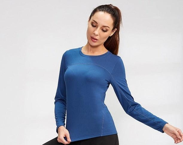 Velvet-Lined Stretch Quick-Dry Long-Sleeve Athletic Top for Women - Fall & Winter Edition