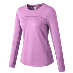 Velvet-Lined Stretch Quick-Dry Long-Sleeve Athletic Top for Women - Fall & Winter Edition Purple S