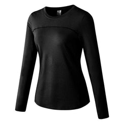 Velvet-Lined Stretch Quick-Dry Long-Sleeve Athletic Top for Women - Fall & Winter Edition Black S