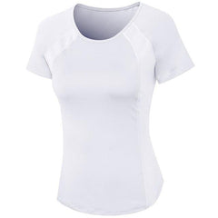 Form-Fitting Short Sleeve Sports Tee for Women White M