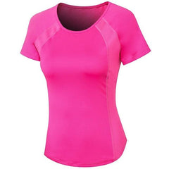 Form-Fitting Short Sleeve Sports Tee for Women Rose Red S