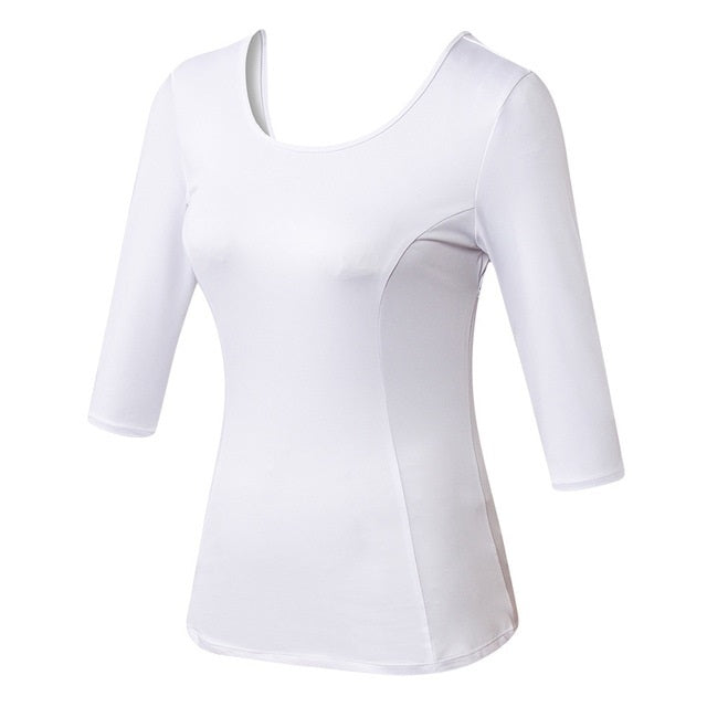 Back Cross Mid-Length Sleeve Women's Yoga Activewear in S to XXL Sizes