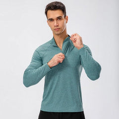 Men's Slim Fit Long-Sleeve Sports Half-Zip for Autumn and Winter