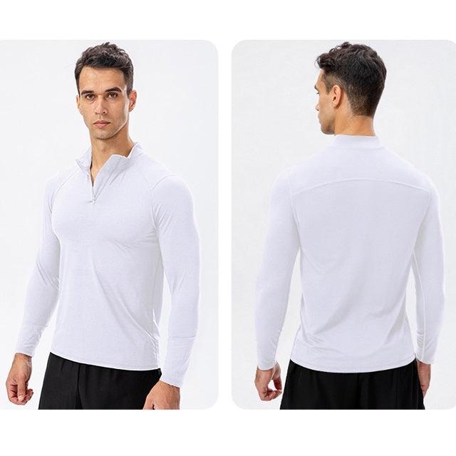 Men's Slim Fit Long-Sleeve Sports Half-Zip for Autumn and Winter