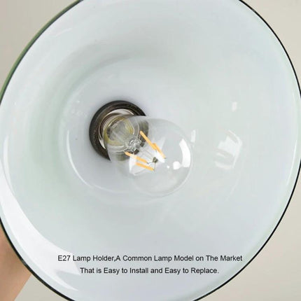 Vintage Emerald Glass Pendant Light for Home Dining Areas with wavy lace shade and E27 lamp holder, hand-crafted nostalgic dining illumination