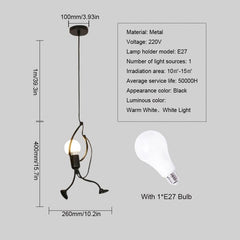 Nordic Minimalist Black Metal Pendant Lamp with E27 LED Bulb for Stylish Home and Restaurant Illumination