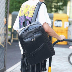 Chic Dual-Shoulder PU Leather Messenger Bag with Wide Strap for Men