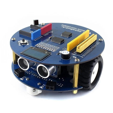 Waveshare AlphaBot2 Robot Kit for Arduino Building Projects - blue round robot kit with ultrasonic sensor, LCD, wheels for beginners