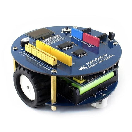 Waveshare AlphaBot2 Robot Kit for Arduino Building Projects compact blue circular mobile robot kit with line tracking and obstacle avoidance components
