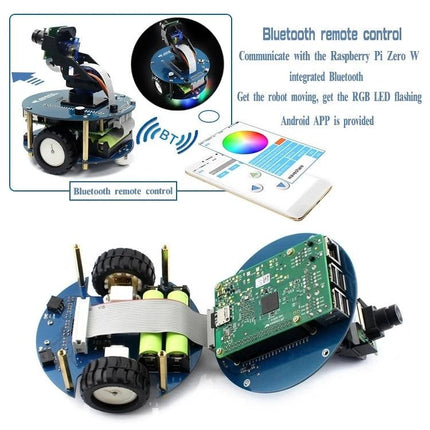 Waveshare AlphaBot2 Robot Building Kit for Raspberry Pi Projects with Bluetooth remote control, RGB LED and Raspberry Pi Zero W mounted