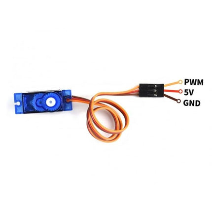 Waveshare SG90 Micro Servo for RC and Robotics Projects compact blue servo with PWM 5V GND connector and coiled cable