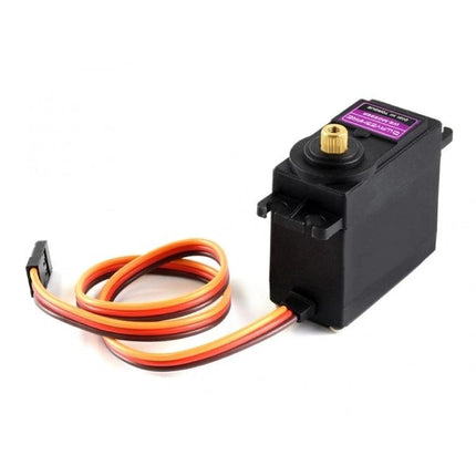 Waveshare MG996R Metal Gear Servo for Robotic Projects - black metal gear servo with gold spline and orange servo cable