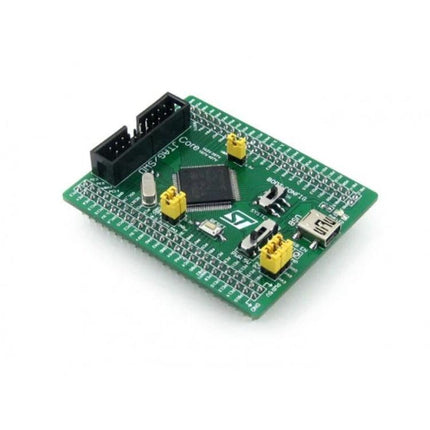 Waveshare Core405R Microcontroller Development Board top view showing STM32F405RGT6, headers, USB port and prototyping pads